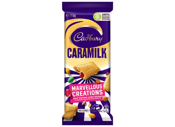 BSD-2297 Cadbury - Caramilk Jelly Popping Candy Beanies (4 x 16 x 190g) - Case - Image 1