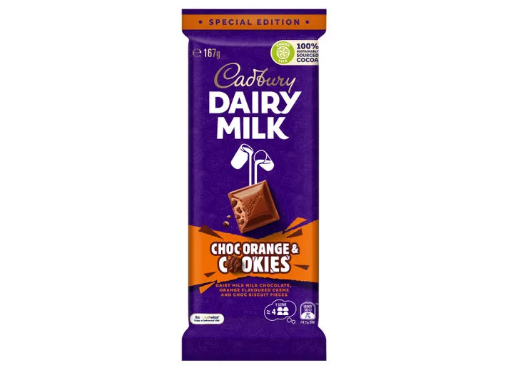 BSD-2301 Cadbury - Dairy Milk Orange & Cookie (4 x 16 x 167g) - Case - Image 1