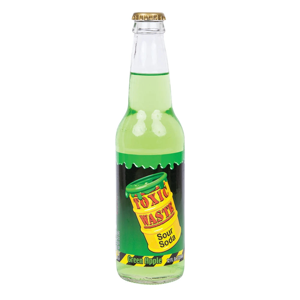BSD-3574 Rocket Fizz - Toxic Waste Green Apple Sour Soda (24 x 12oz) - Pallet - Image 1