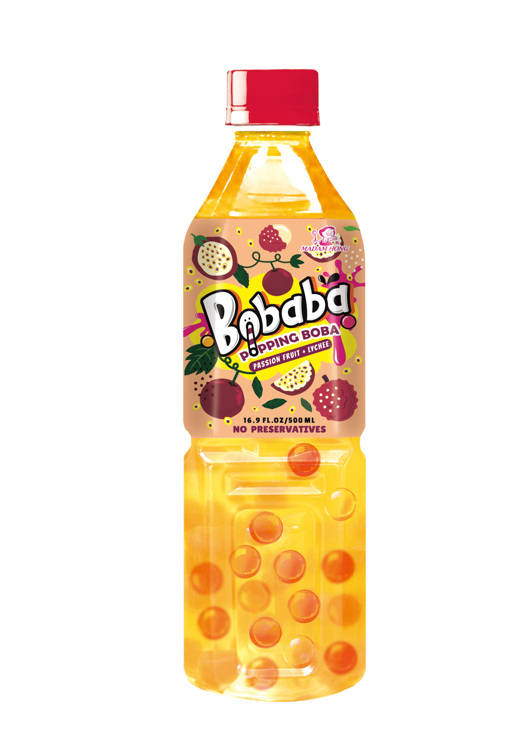 Bobaba - Passionfruit + Lychee Bubble Tea PET (24 x 500ml) - Case - Image 1