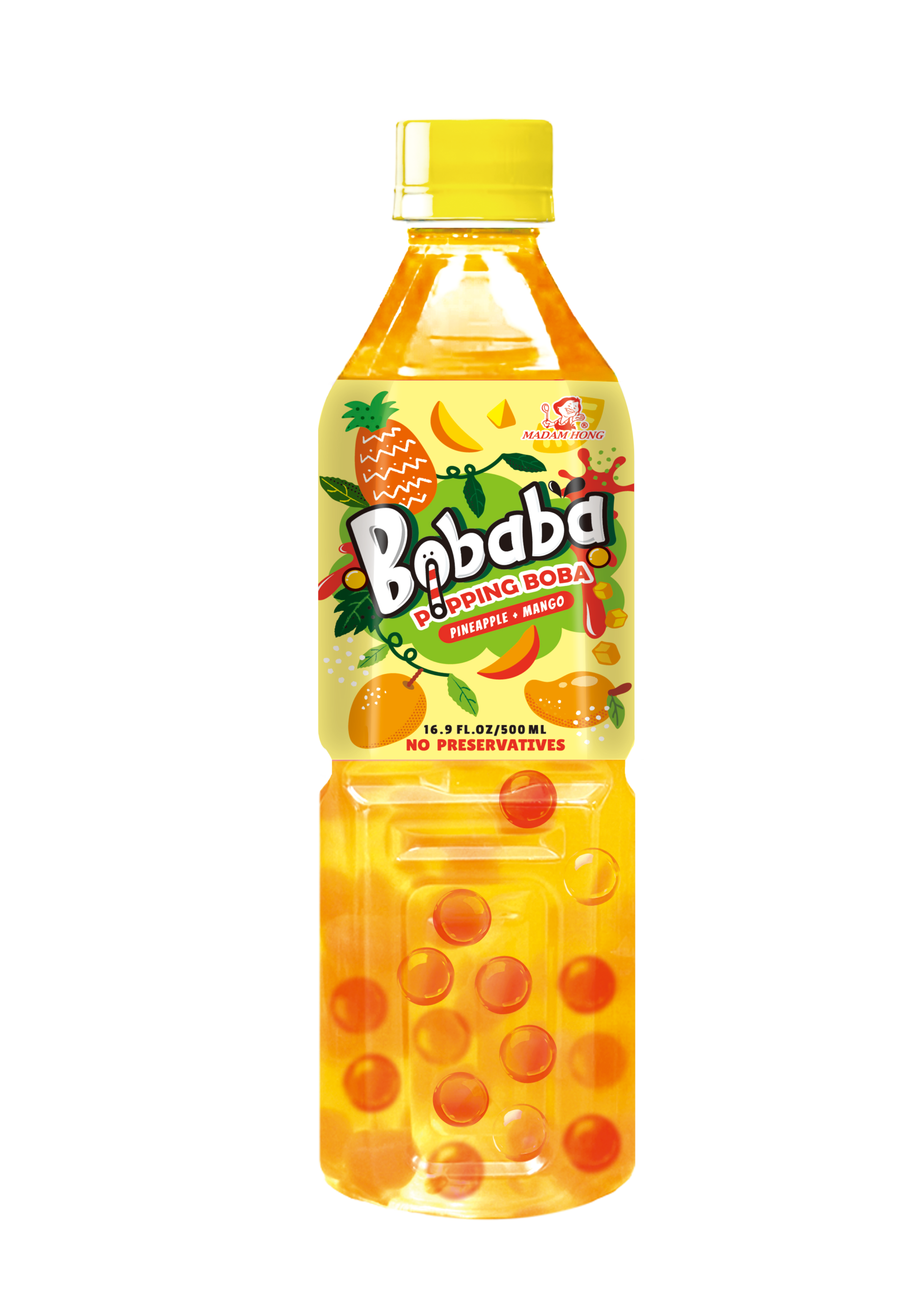 Bobaba - Pineapple + Mango Bubble Tea PET (24 x 500ml) - Case - Image 1