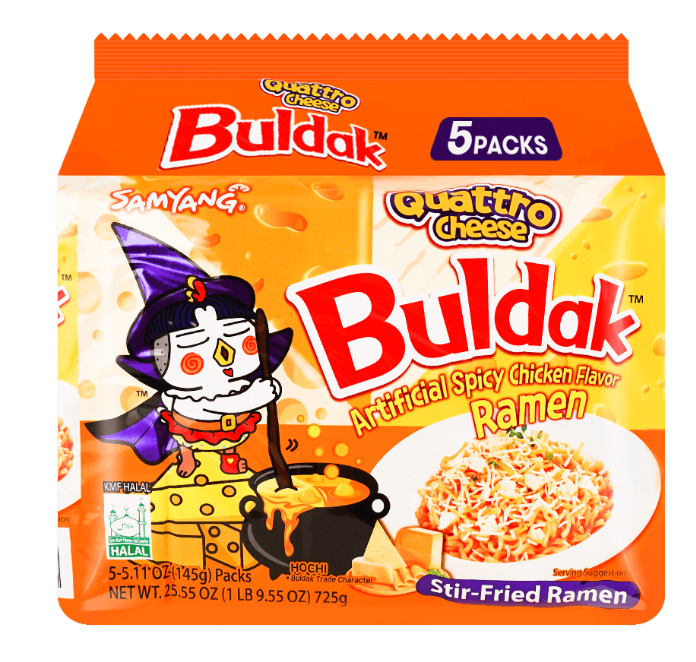 BSD-4362 Samyang – Halal Certified Hot Chicken Flavor Ramen Quattro Cheese 5 Pack (8 x 145g) - Case - Image 1