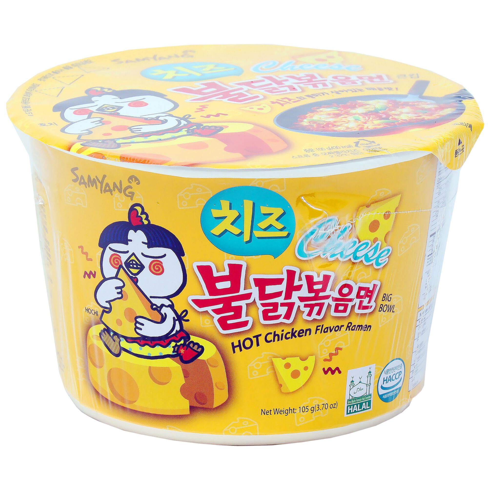 BSD-4372 Samyang – Halal Certified Hot Chicken Flavor Ramen Bowl Cheese (16 x 105g) - Case - Image 1