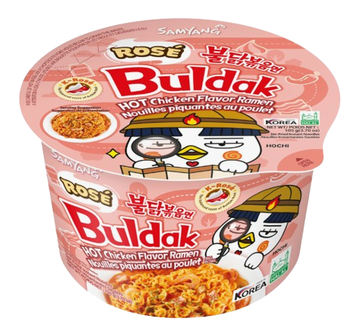 BSD-5455-removebg-preview Samyang – Halal Certified Hot Chicken Flavor Ramen Bowl Rose (16 x 105g) - Case - Image 1