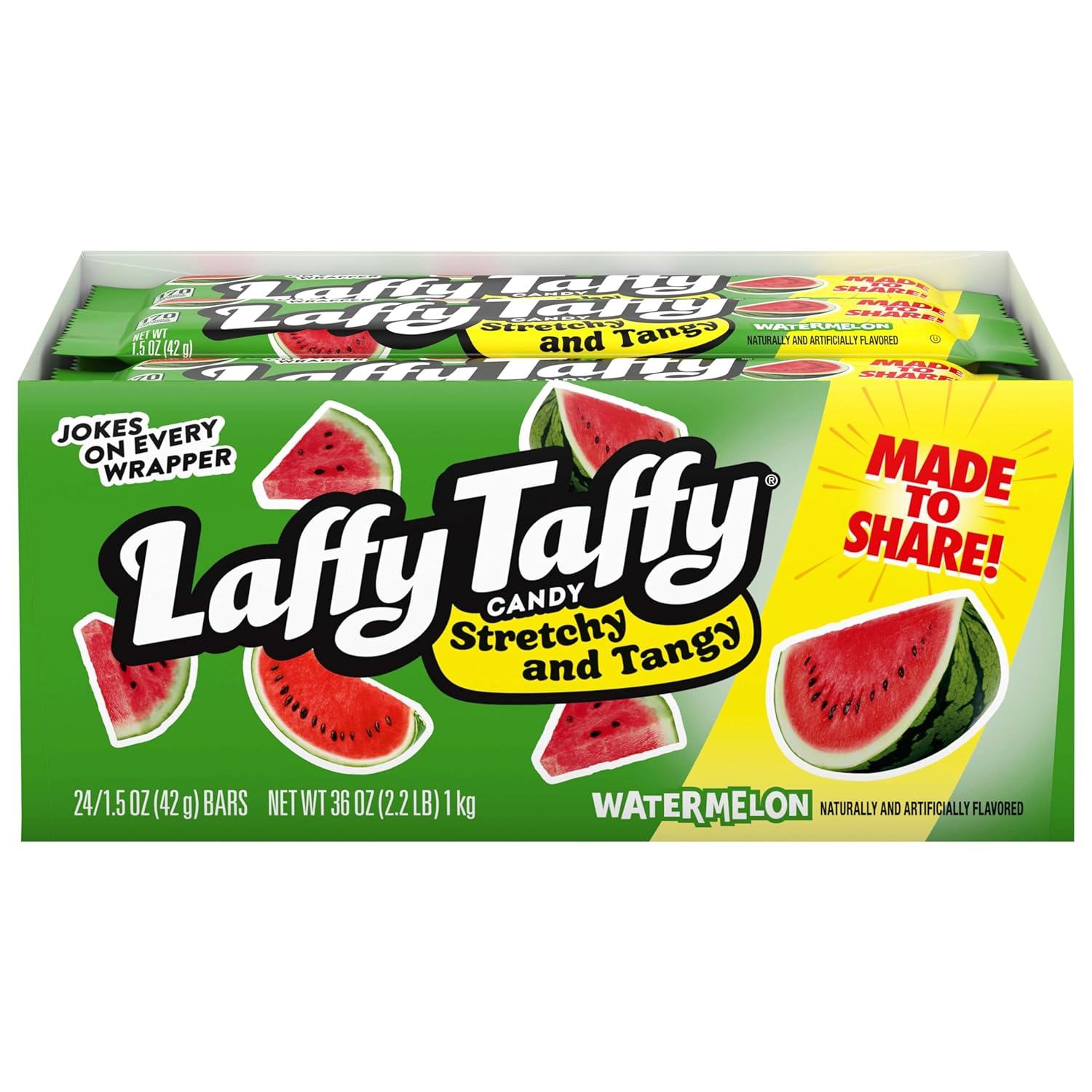 laffy-taffy-stretchy-and-tangy-watermelon-candy-24ct-12-x-1-5oz-black-sand-distribution Laffy Taffy - Stretchy & Tangy Watermelon Candy 24CT (12 x 1.5oz) - Pallet - Image 1