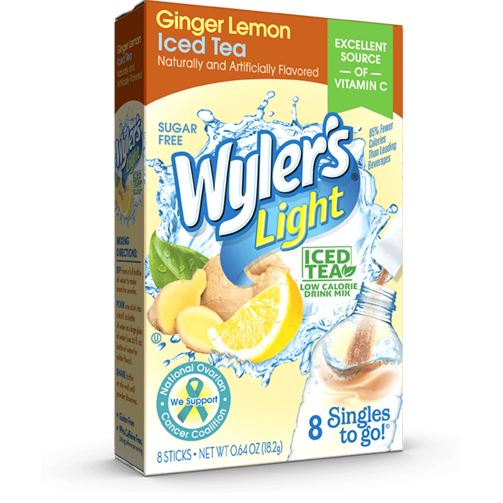 wyler-s-light-ginger-lemonade-iced-tea-single-to-go-drink-mix-12-x-8-x-0-64oz-black-sand-distribution Wyler's Light - Ginger Lemonade Iced Tea Single To Go Drink Mix (12 x 8 x 0.64oz) - Case - Image 1