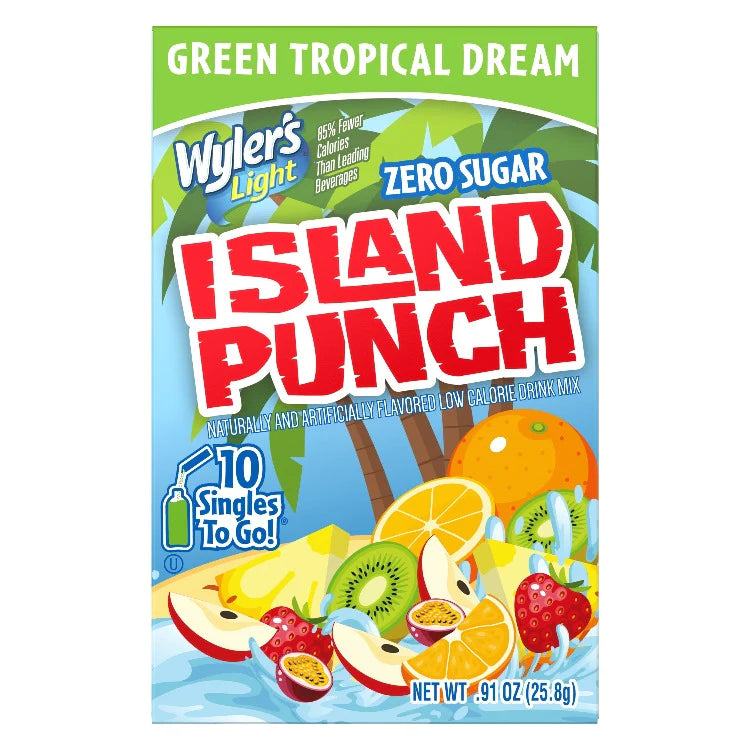 wyler-s-light-island-punch-green-tropical-dream-single-to-go-drink-mix-12-x-10-x-0-91oz-black-sand-distribution Wyler's Light - Island Punch Green Tropical Dream Single To Go Drink Mix (12 x 10 x 0.91oz) - Case - Image 1
