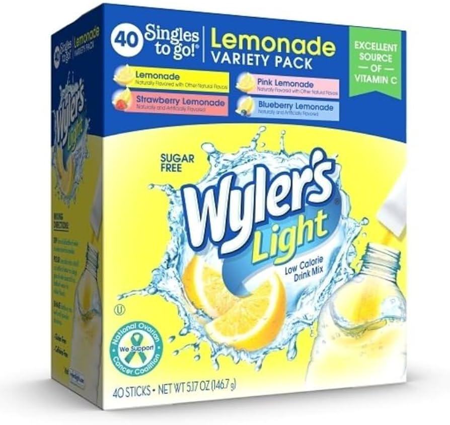 wyler-s-light-lemonade-variety-pack-single-to-go-drink-mix-4-x-40-x-5-17oz-black-sand-distribution Wyler's Light - Lemonade Variety Pack Single To Go Drink Mix (4 x 40 x 5.17oz) - Case - Image 1